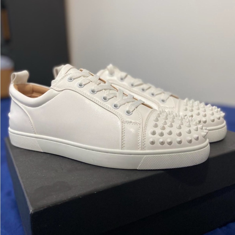 Christian Louboutin White Spiked Athletic Shoes